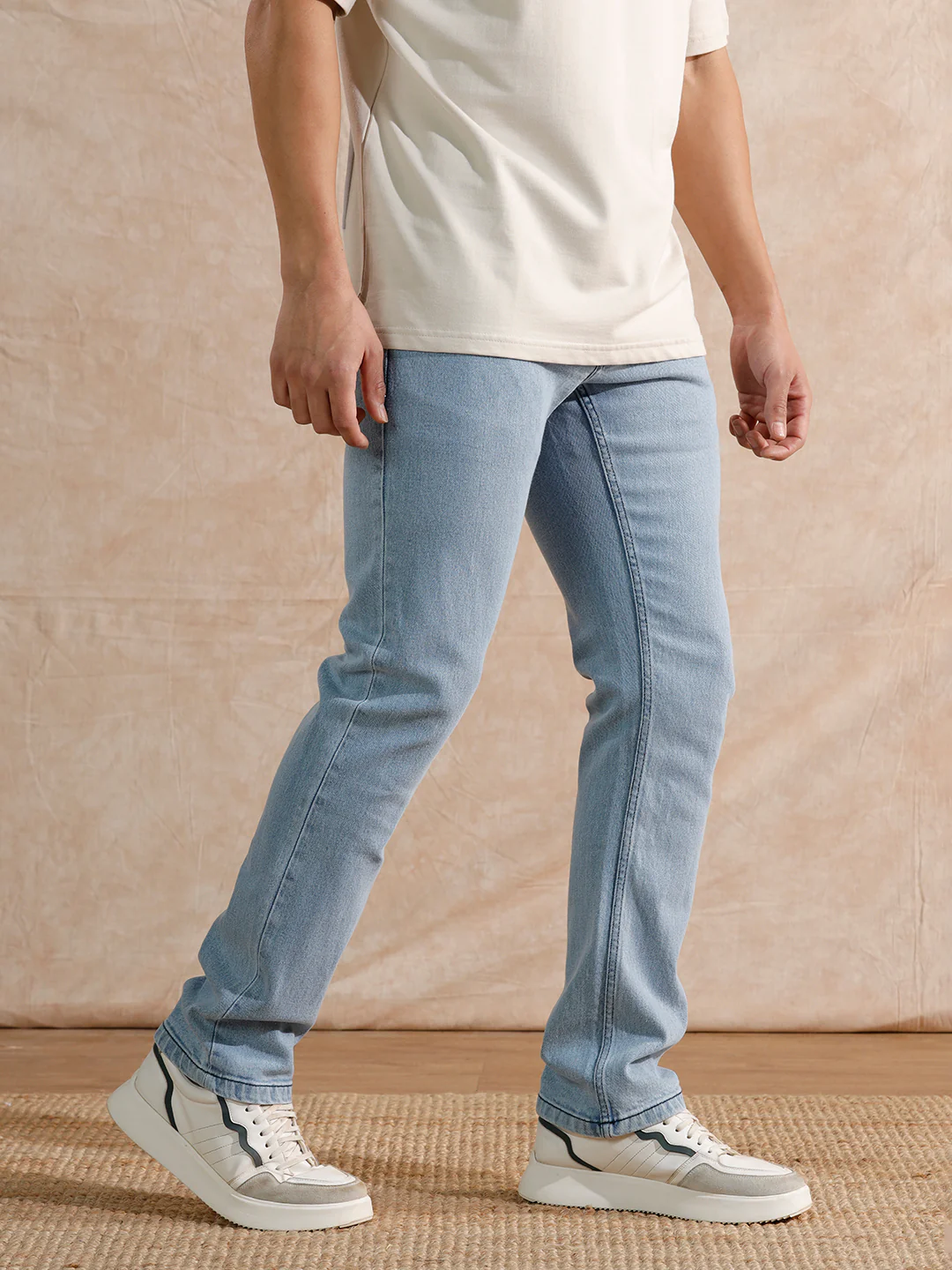 Solid Heavy Fade Straight Fit Jeans | Light Blue - Image 4