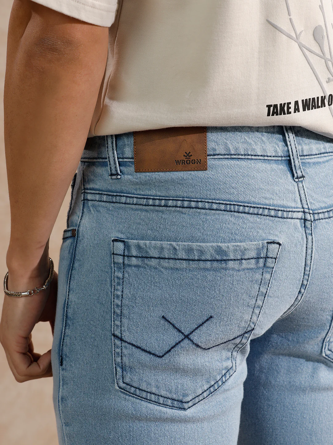 Solid Heavy Fade Straight Fit Jeans | Light Blue - Image 5