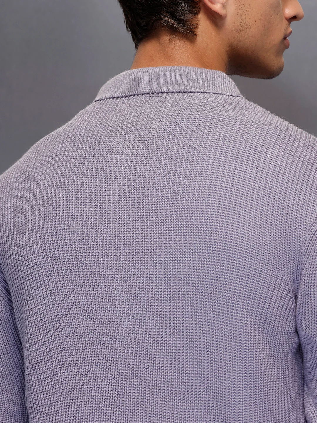 Solid Knitted Sweater   |  Purple - Image 5