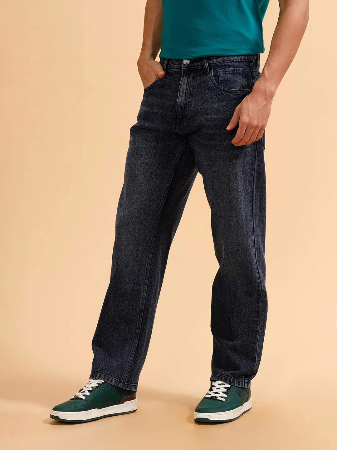 Solid Light Fade Anti Fit Jeans | Dark Blue - Image 4