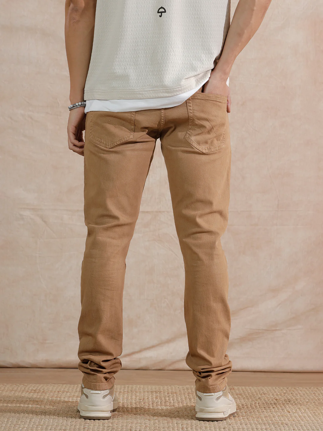 Solid Light Fade Slim Fit Jeans  | Khaki - Image 3