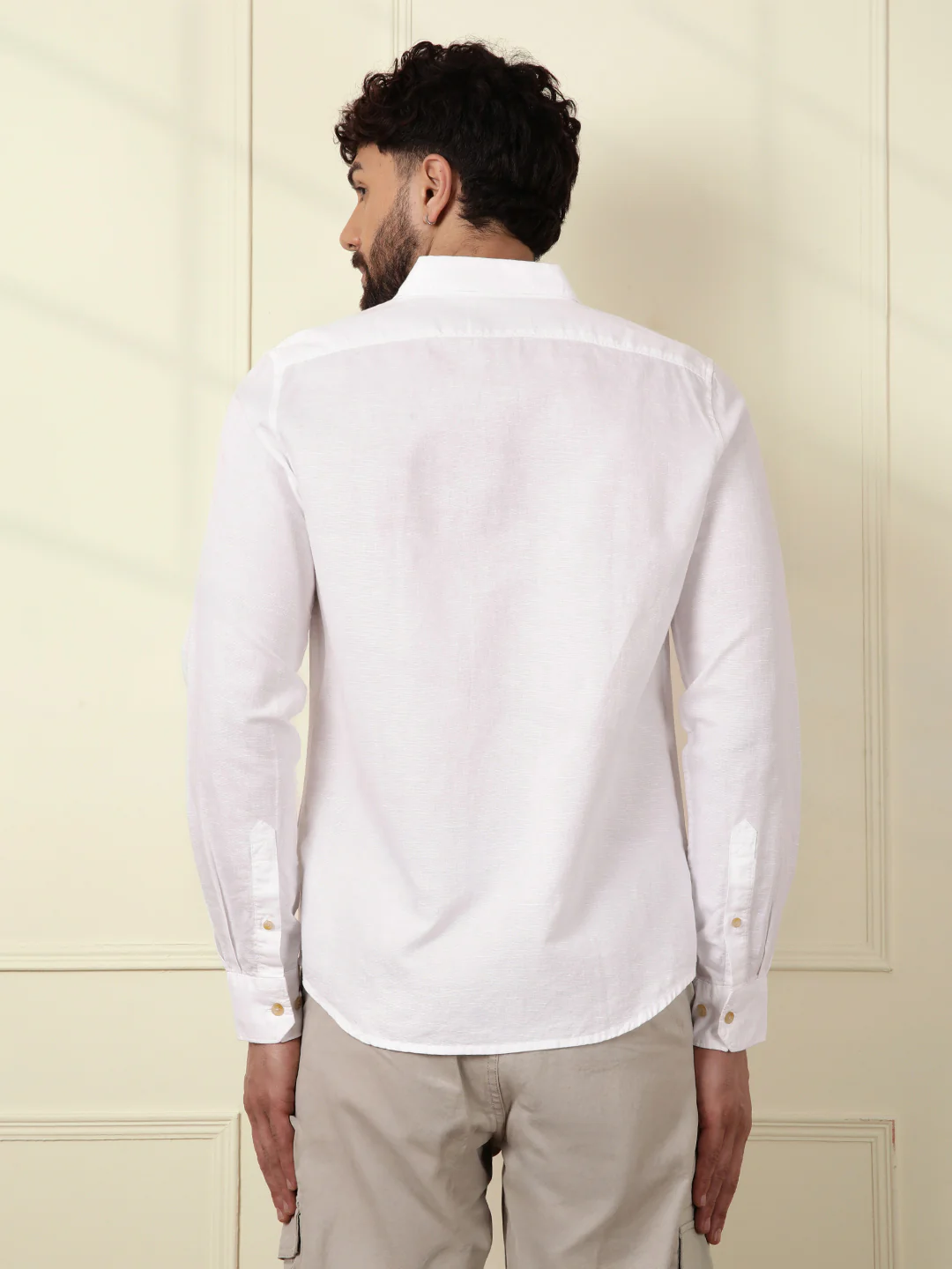 Solid Linen Blend Shirt | White - Image 4