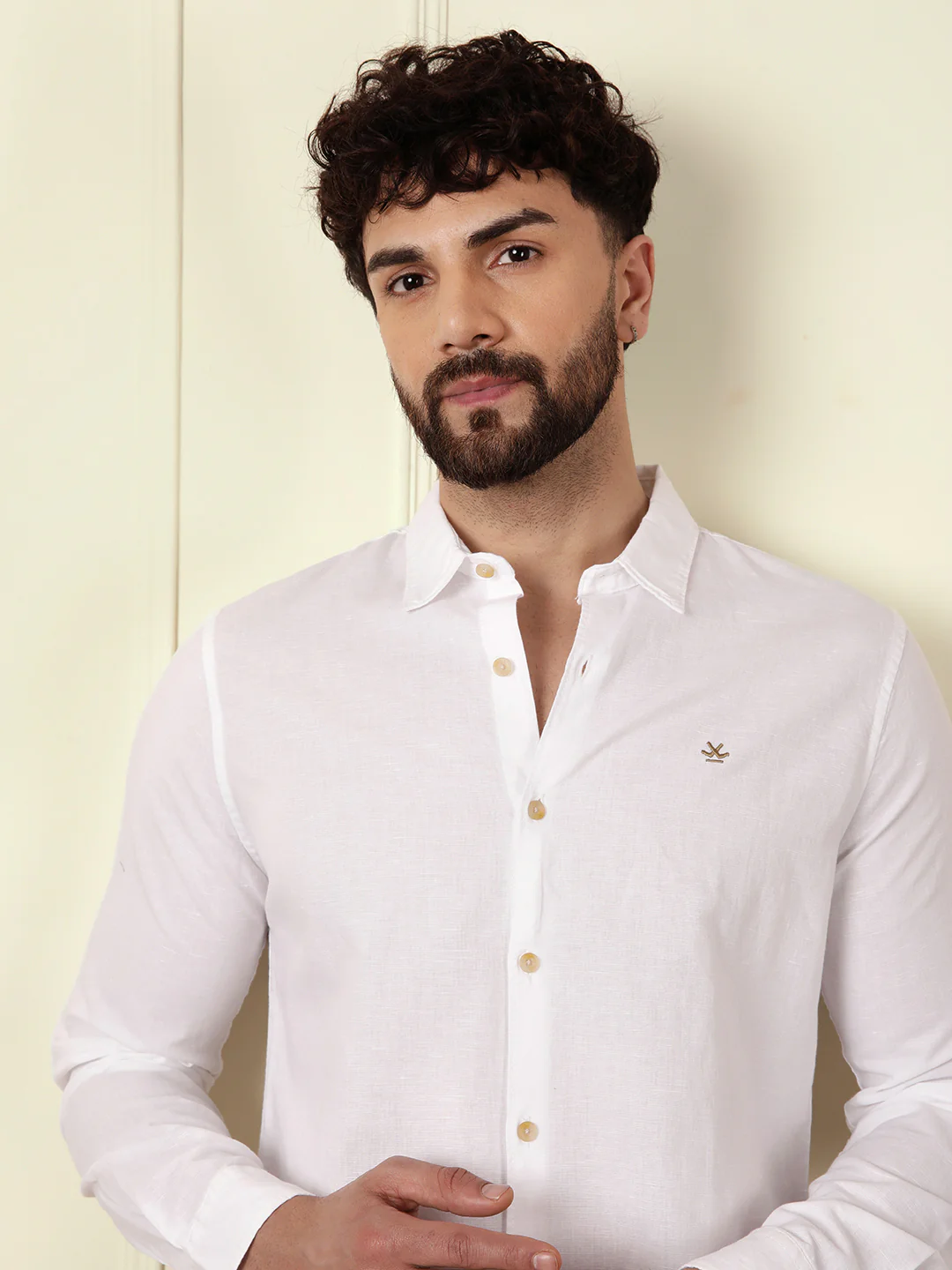 Solid Linen Blend Shirt | White - Image 6