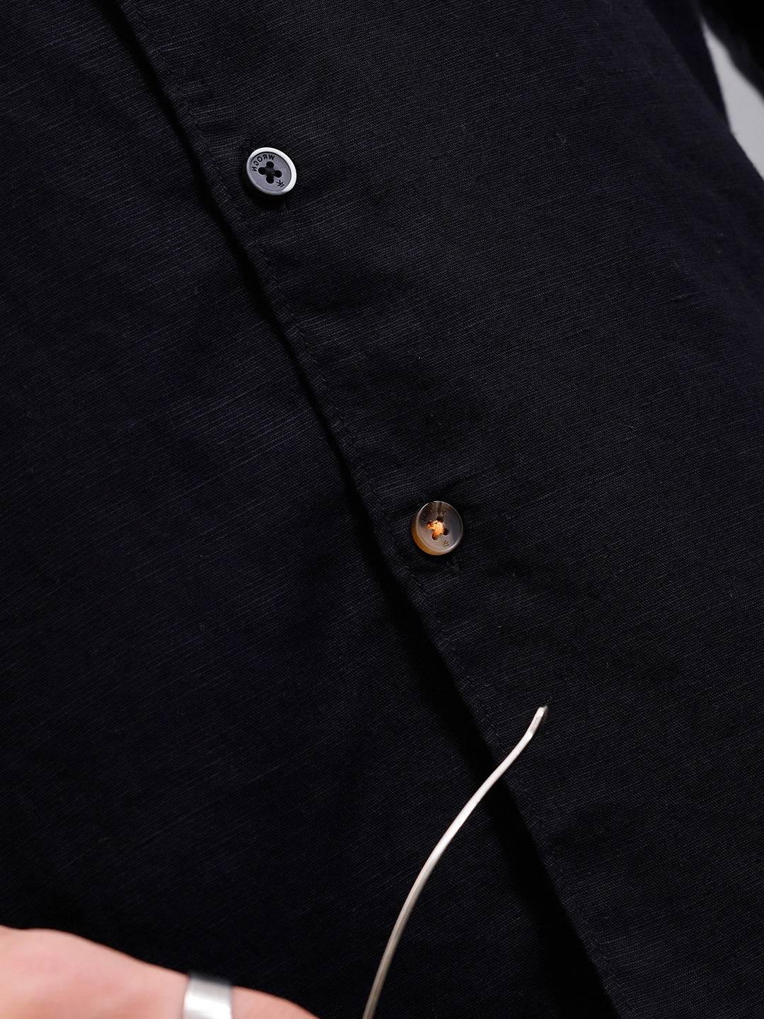 Solid Linen Blend Shirt | Black - Image 7