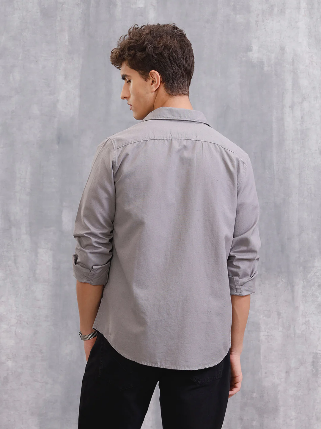 Solid Linen Blend Shirt | Grey - Image 4