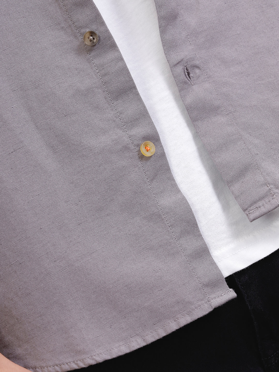 Solid Linen Blend Shirt | Grey - Image 7