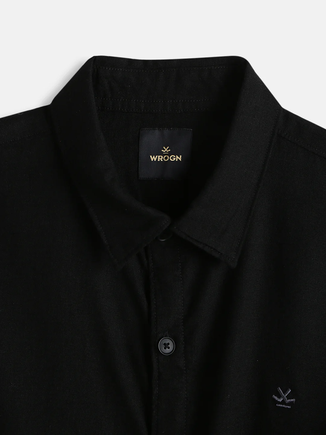 Solid Short Sleeve Linen Blend Shirt | Black - Image 3