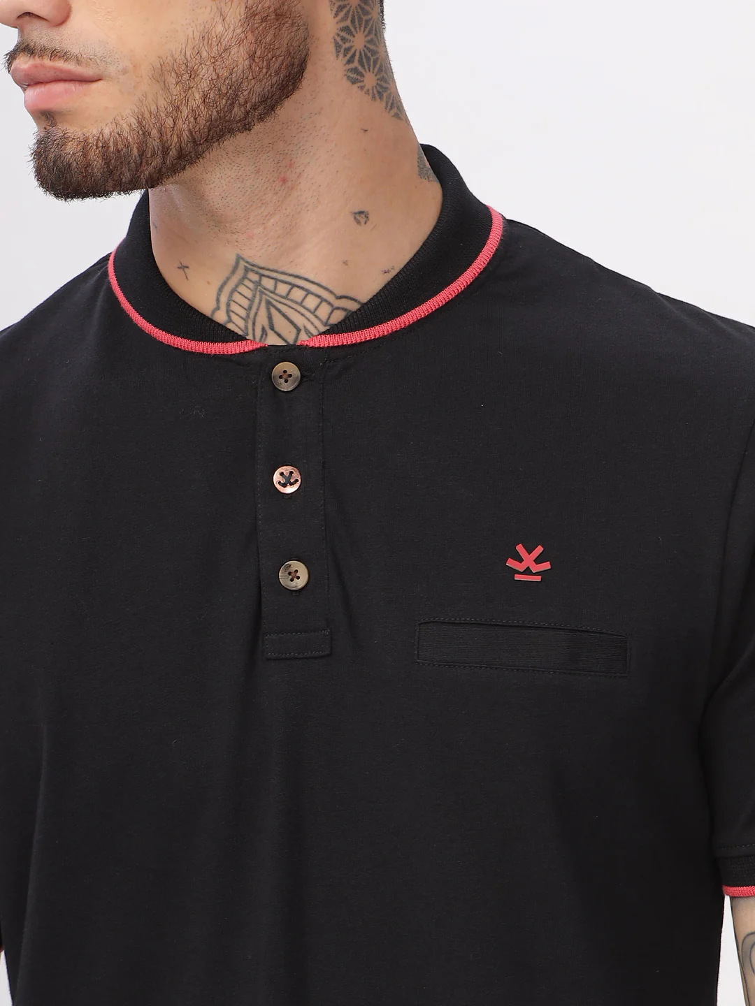 Solid Lines Black Polo T-Shirt - Image 5