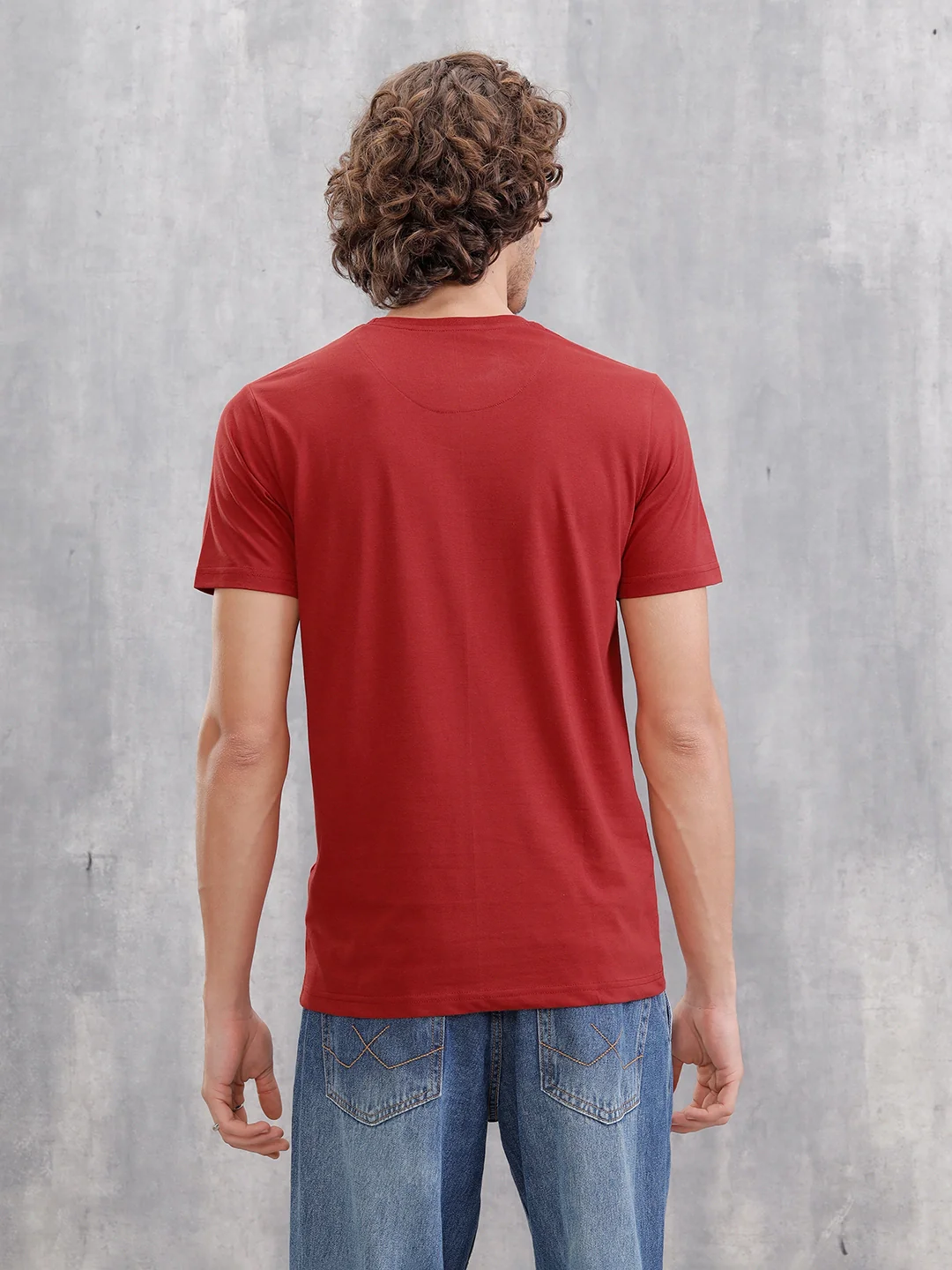 Solid Logo Slim Fit Crewneck T-shirt | Red - Image 3
