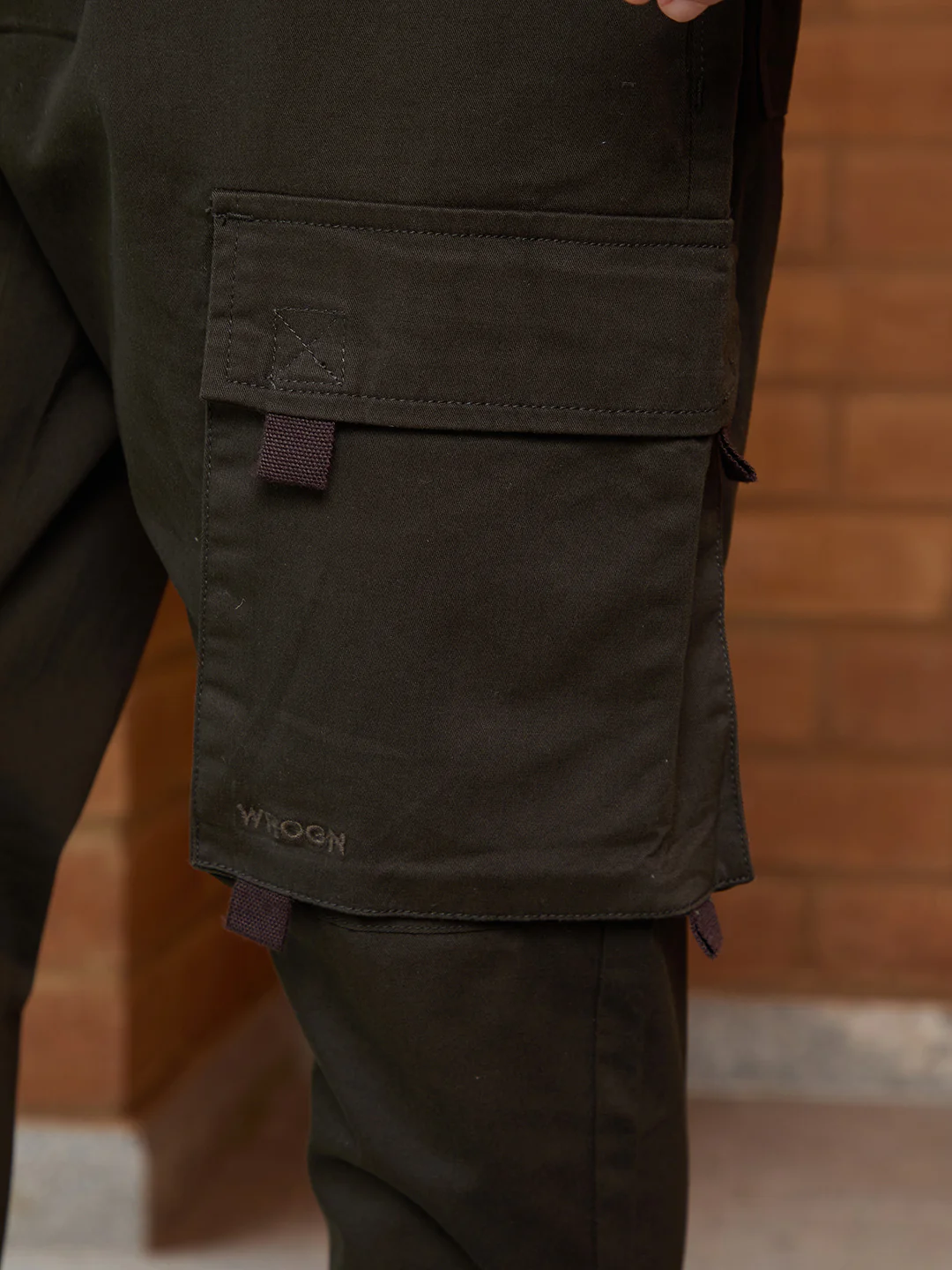 Solid Loose Fit Cargo Jogger | Olive - Image 5