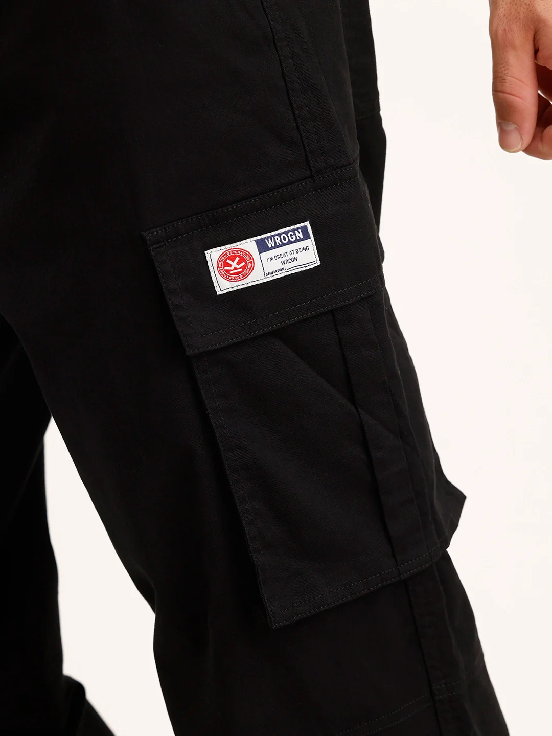 Solid Loose Fit Cargo Trouser | Black - Image 5
