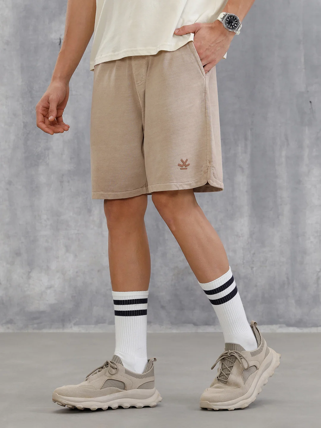 Solid Loose Fit Shorts | Brown - Image 4