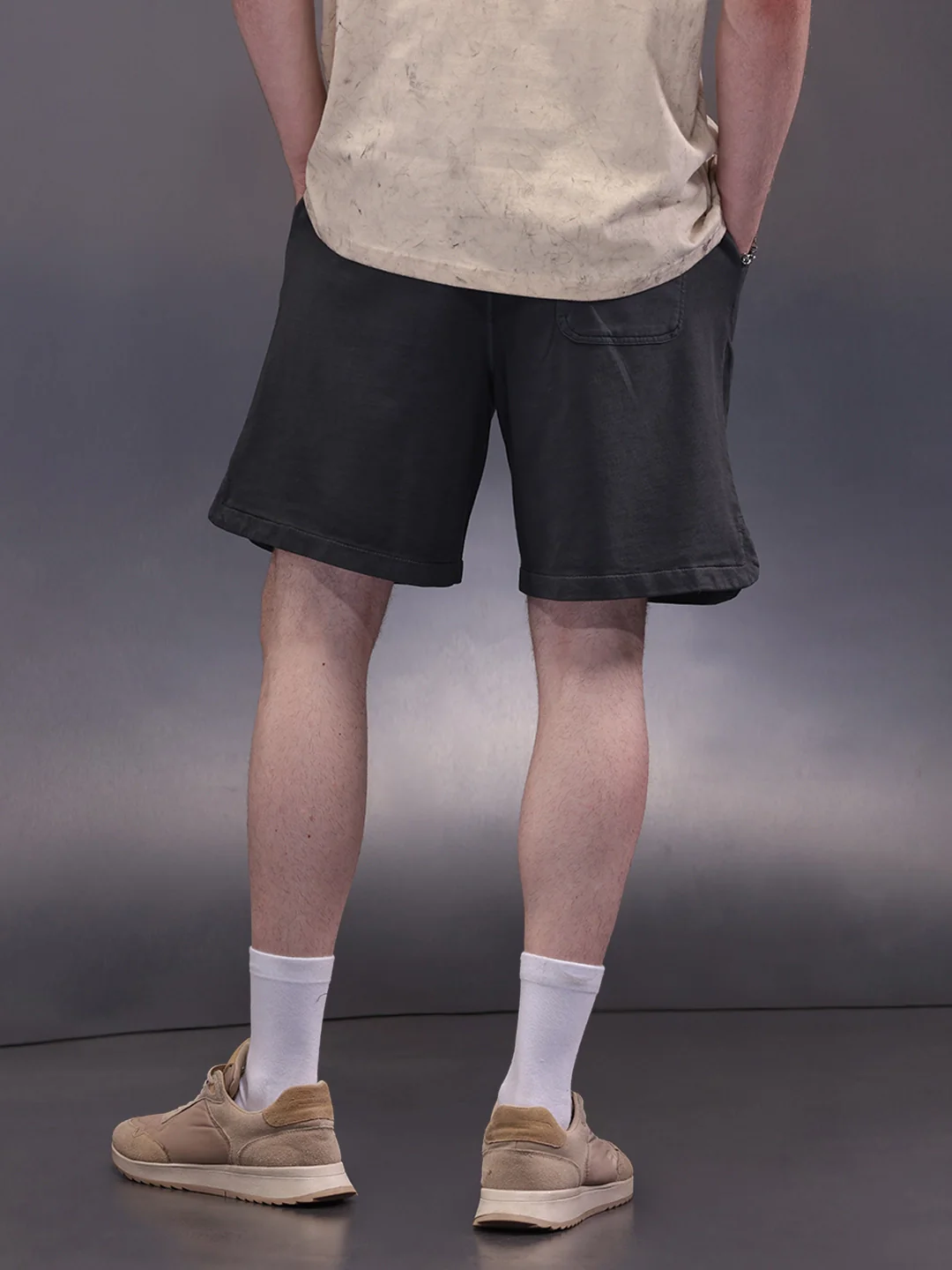 Solid Loose Fit Shorts | Dark Grey - Image 3