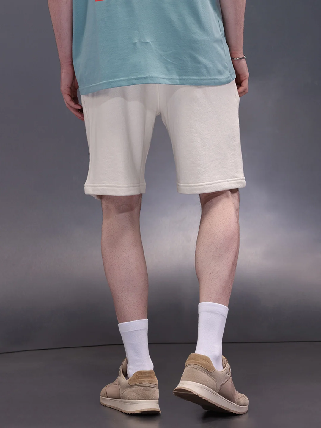 Solid Loose Fit Shorts | Off White - Image 3