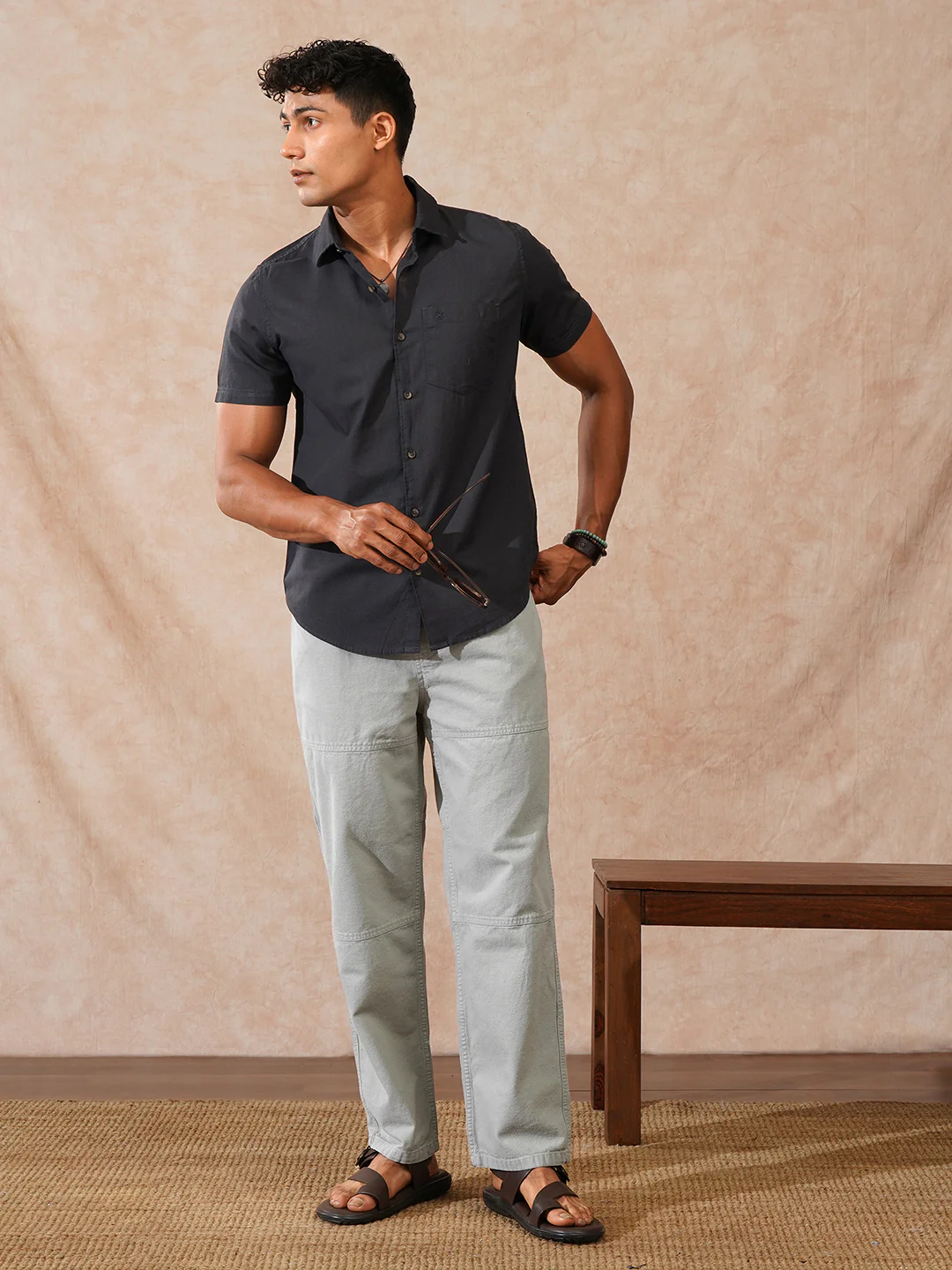 Solid Loose Fit Trouser | Light Olive - Image 2