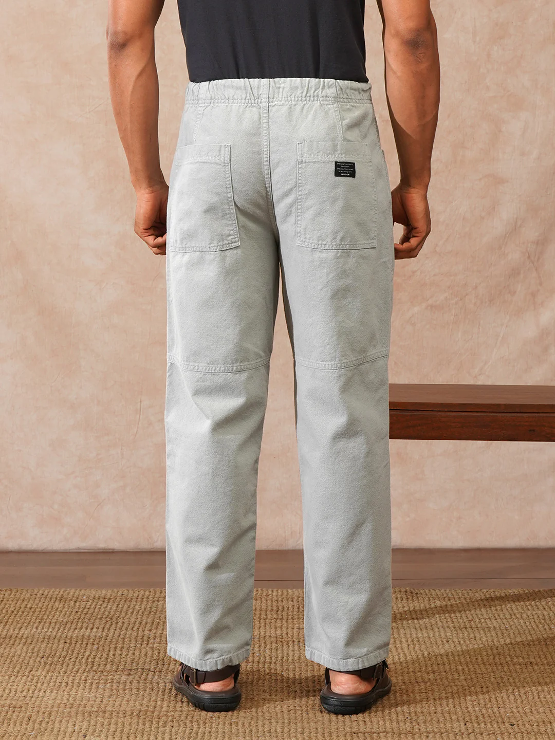 Solid Loose Fit Trouser | Light Olive - Image 3
