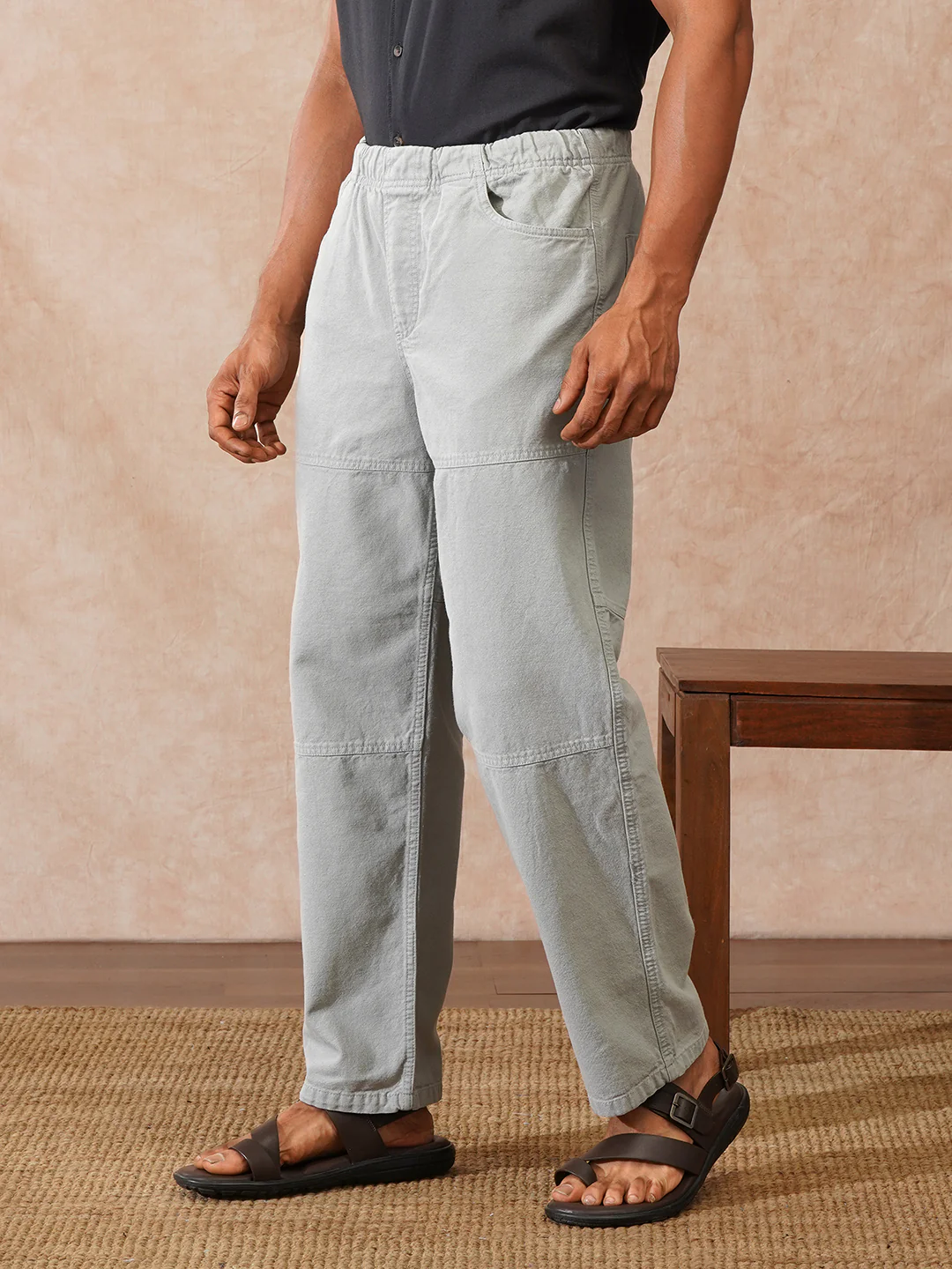 Solid Loose Fit Trouser | Light Olive - Image 4