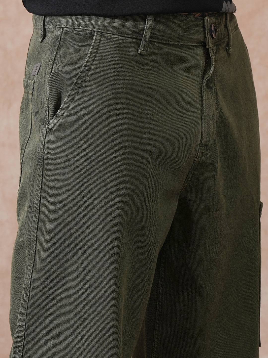 Solid Loose Fit Trouser | Olive - Image 5