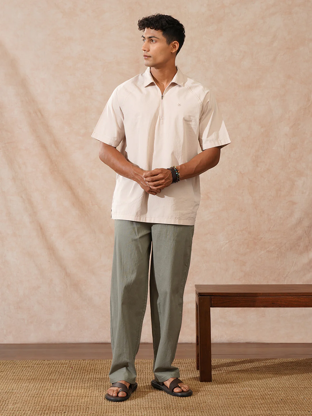 Solid Loose Fit Trouser | Olive - Image 2