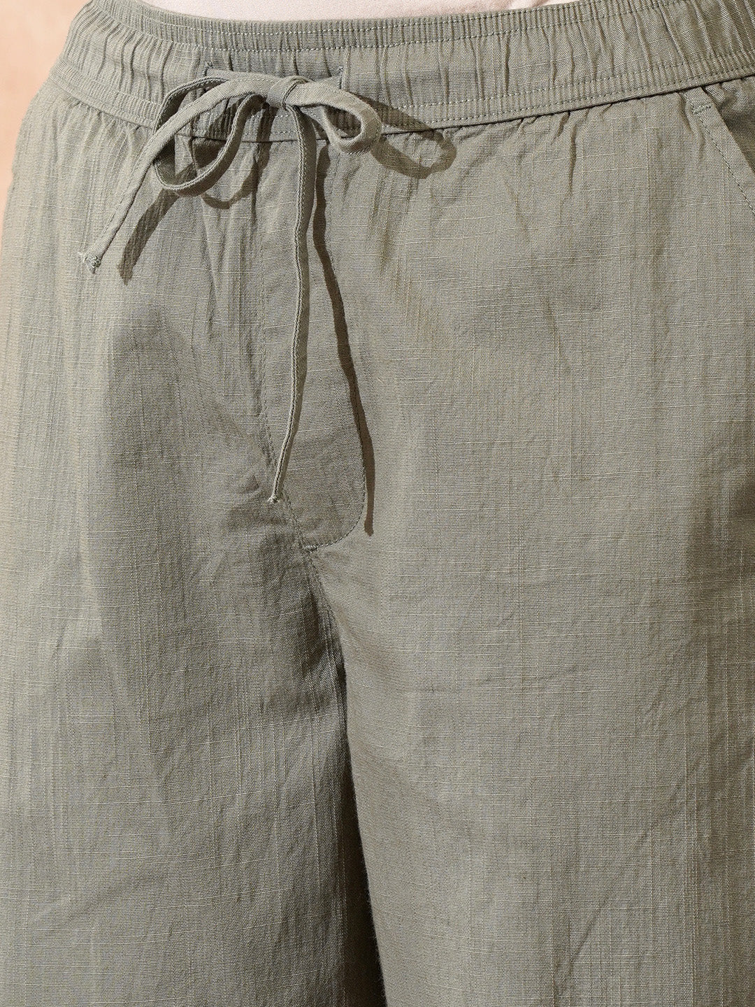 Solid Loose Fit Trouser | Olive - Image 5