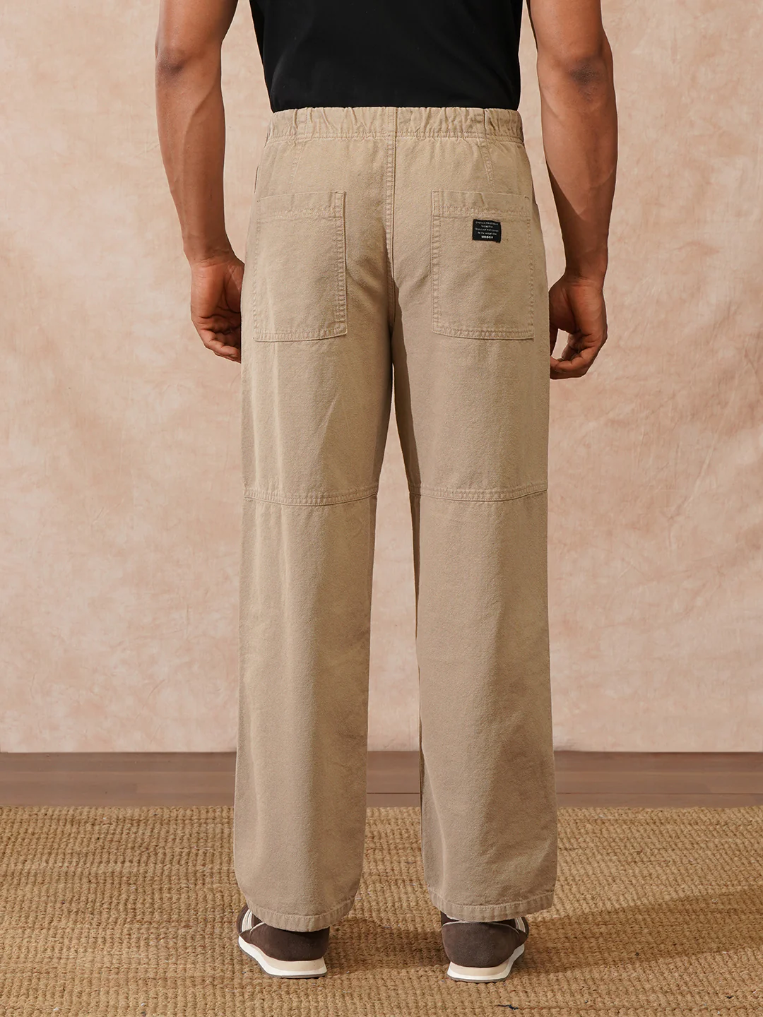 Solid Loose Fit Trousers | Khaki - Image 3