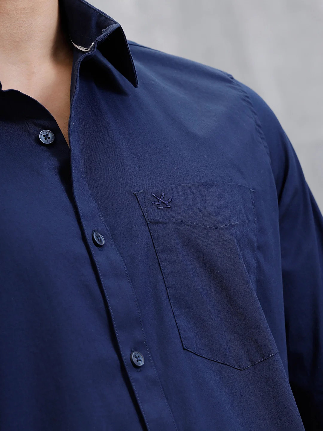 Solid Lycra Blend Shirt | Dark Blue - Image 5