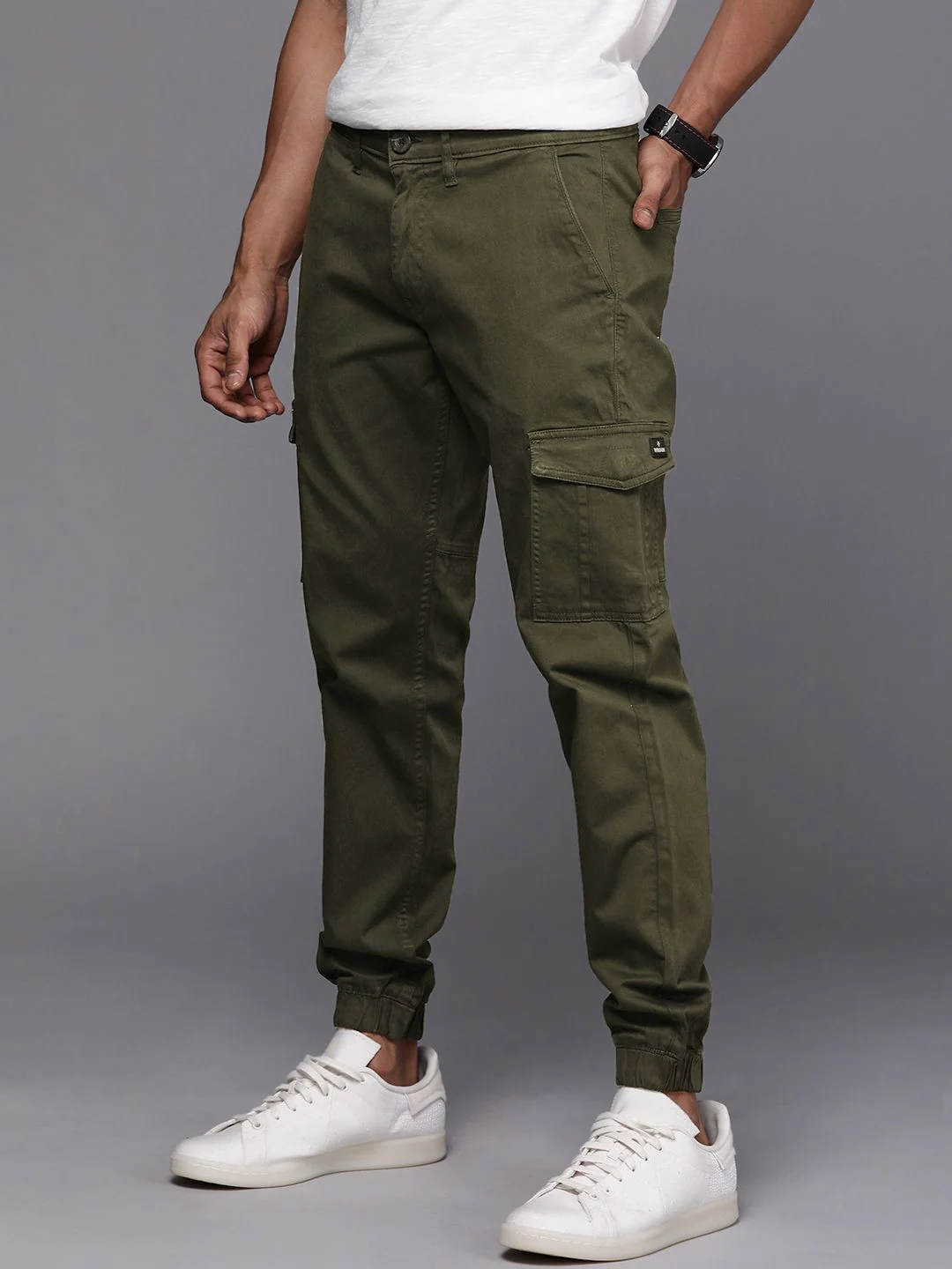 Solid Olive Cargo Jogger - Image 4