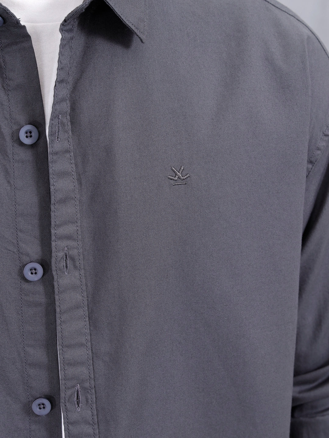 Solid Oversized Casual Shirt | Grey - Image 5