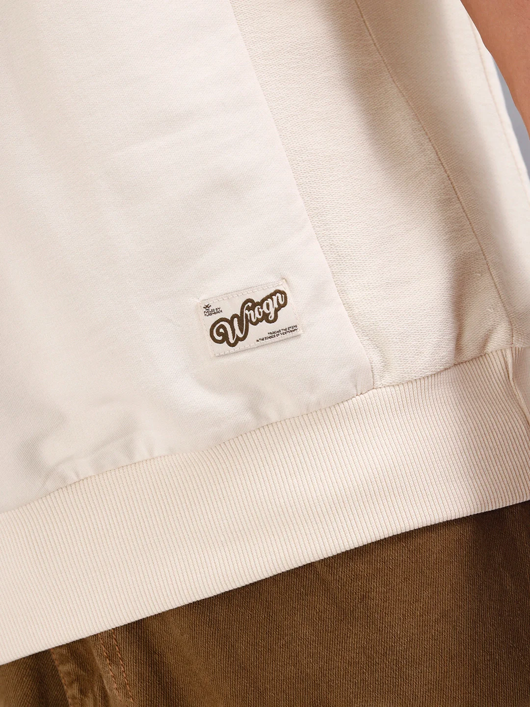 Solid Oversized Crew Neck T-shirt | Beige - Image 5