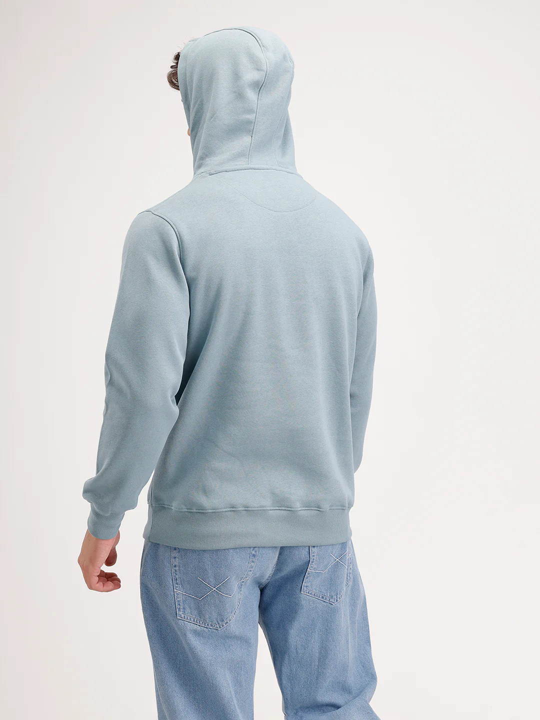 Solid Regular Fit Hoodie  | Light Green - Image 3