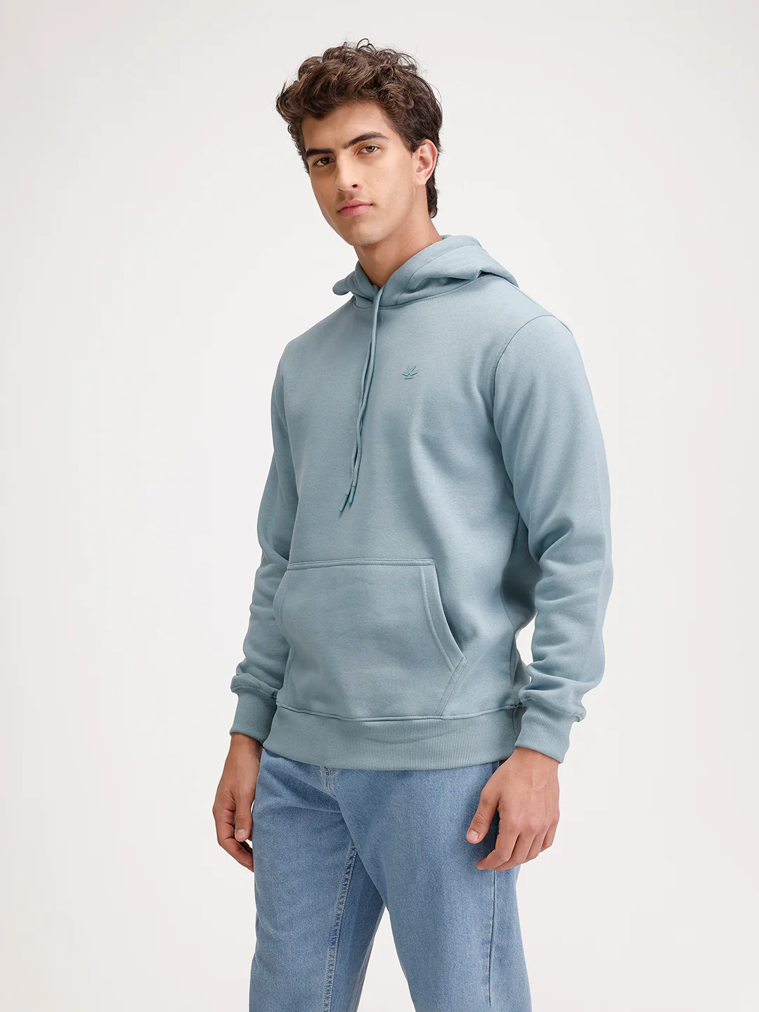 Solid Regular Fit Hoodie  | Light Green - Image 4