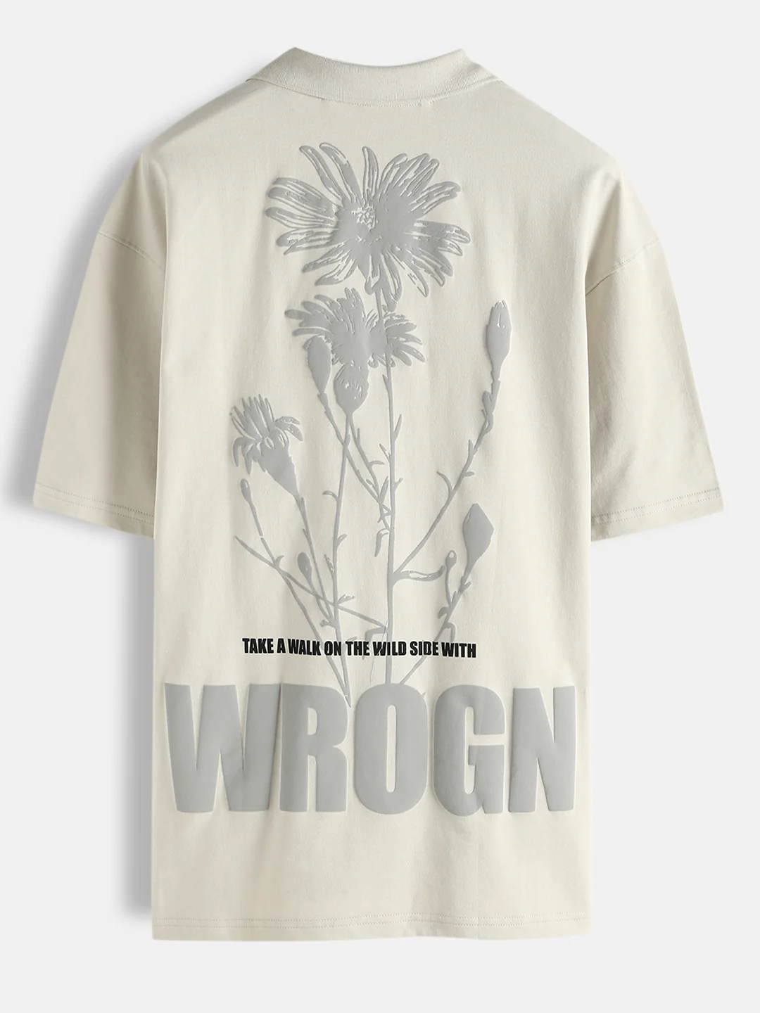 Solid Oversized Fit Polo T-Shirt | Beige - Image 2
