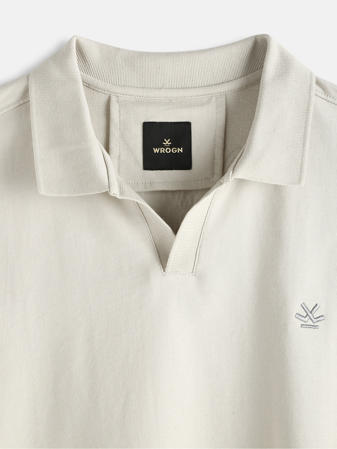 Solid Oversized Fit Polo T-Shirt | Beige - Image 3