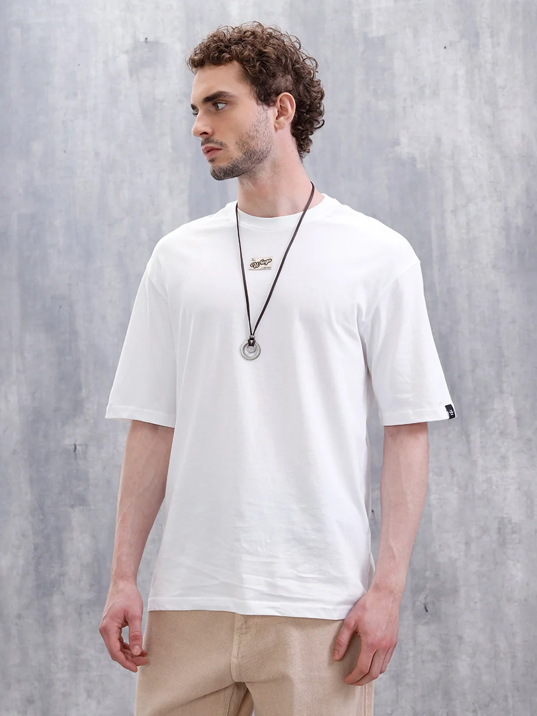 Solid Oversized Fit T-Shirt | White - Image 4