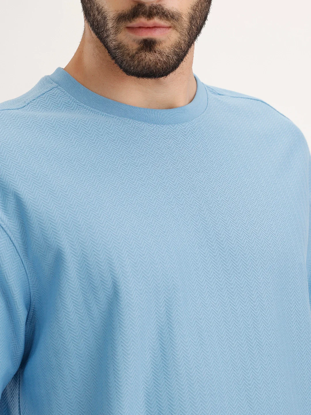 Solid Oversized Half Sleeve T-Shirt | Blue - Image 5