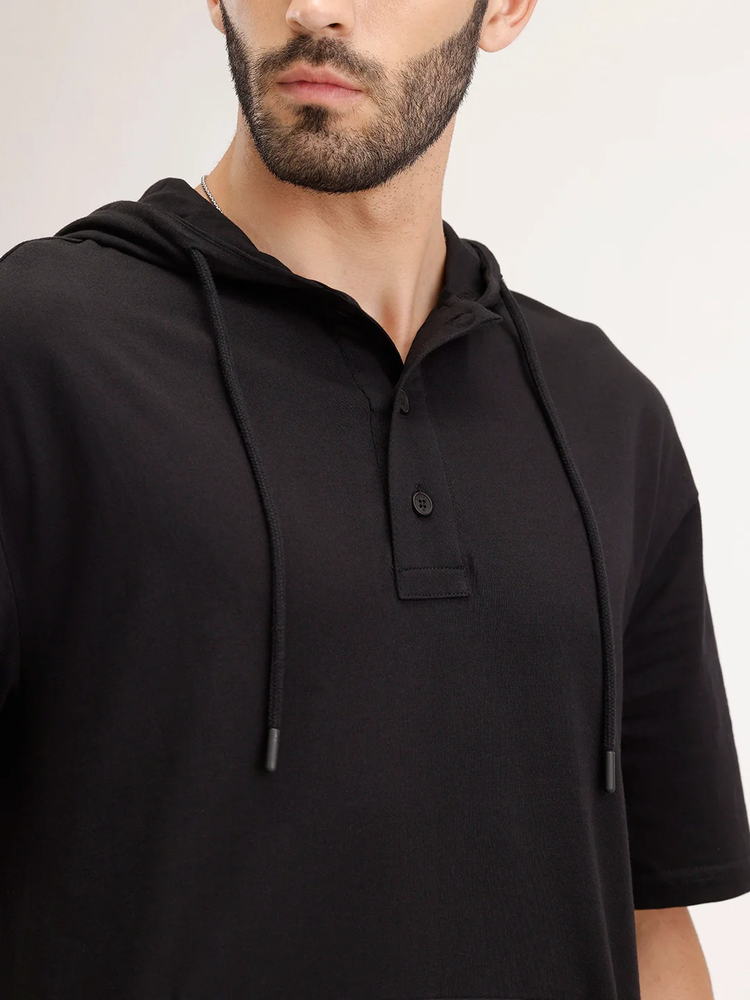 Solid Oversized Hooded T-Shirt | Black - Image 5