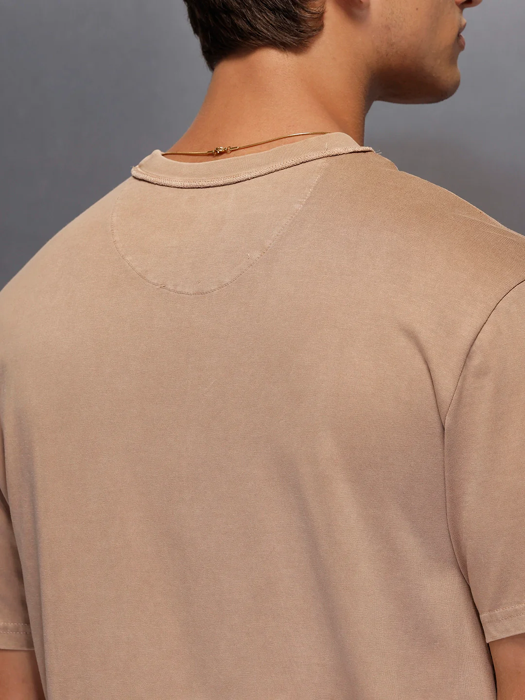 Solid Oversized T-Shirt   |  Beige - Image 5