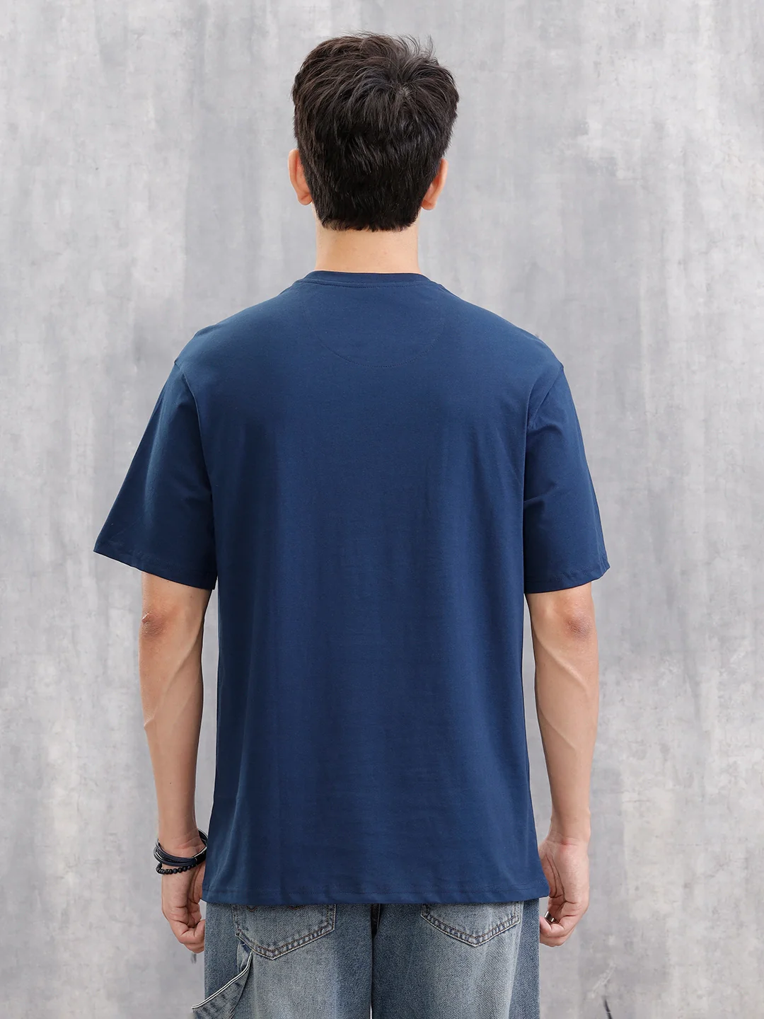Solid Oversized T-Shirt | Blue - Image 3