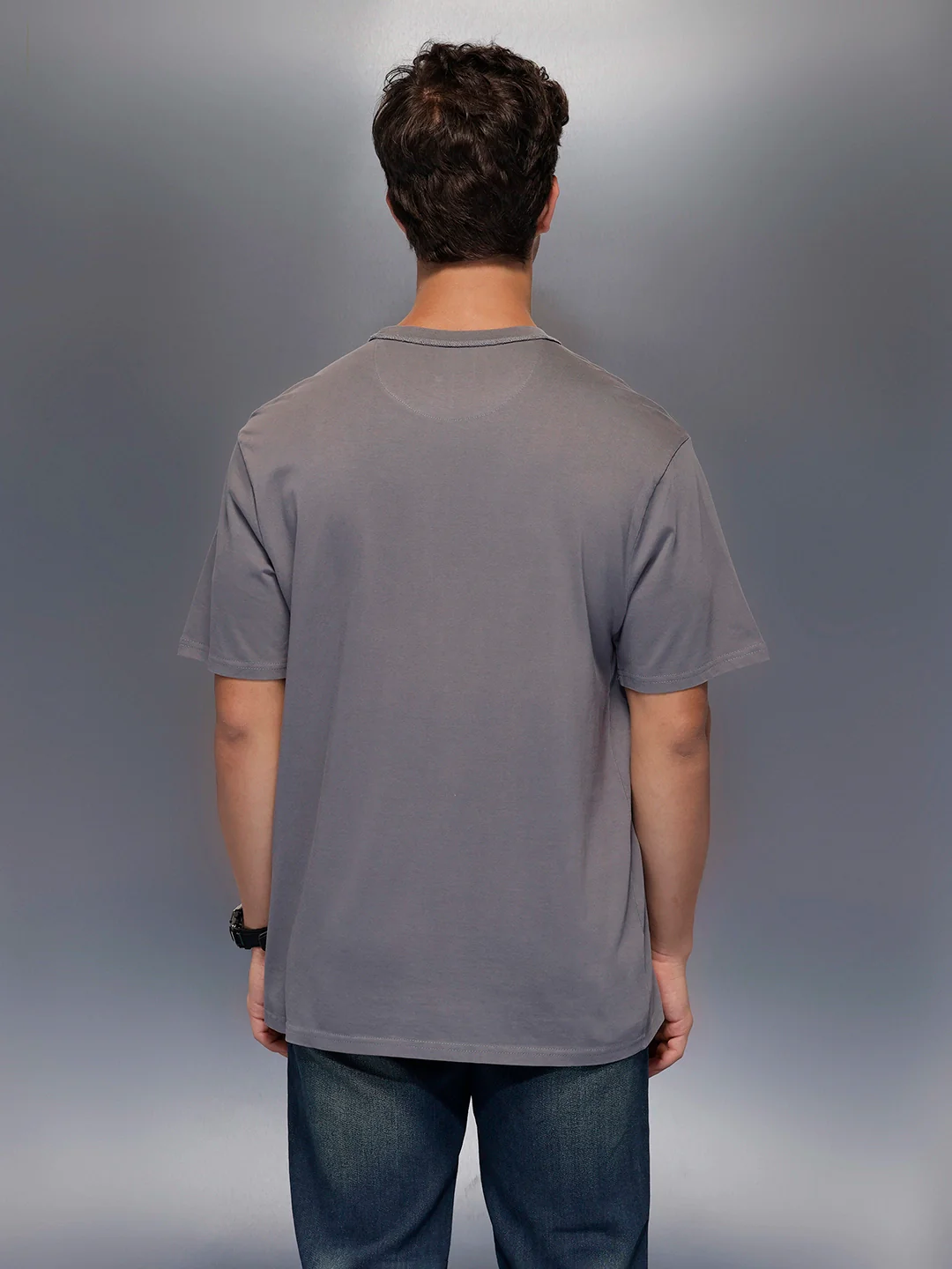 Solid Oversized T-Shirt   |  Grey - Image 3