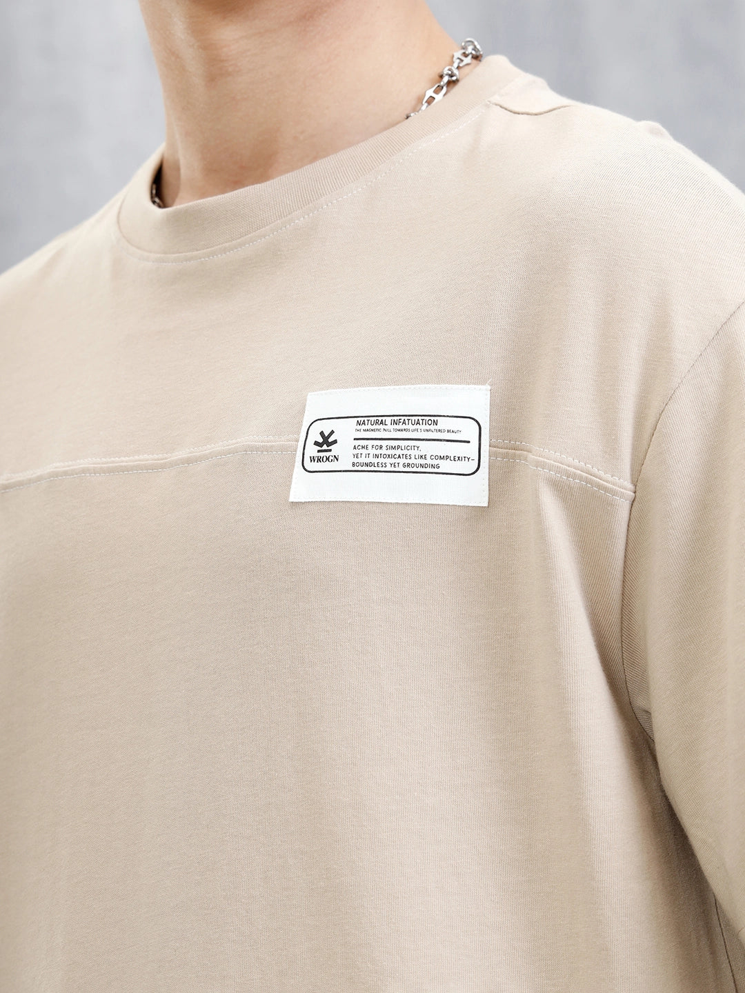 Solid Patch Detail T-Shirt | Khaki - Image 5
