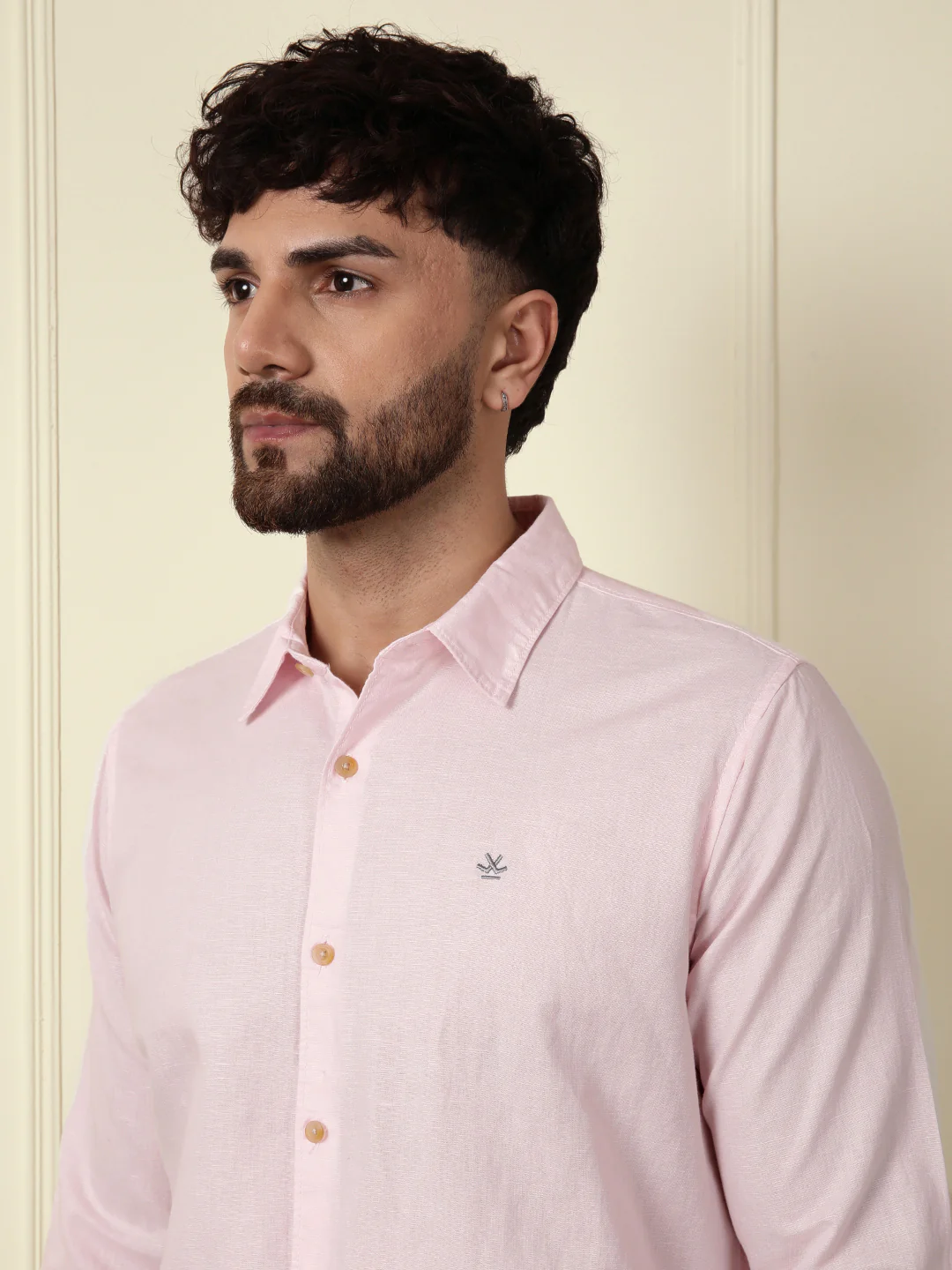 Solid Linen Blend Shirt | Pink - Image 6