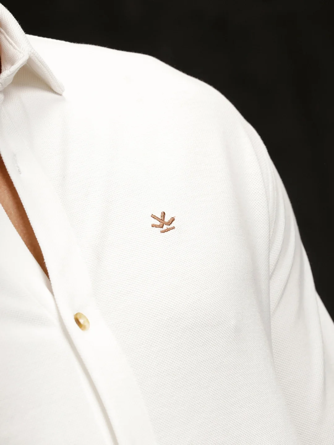 Solid Pique Knit Shirt | White - Image 5