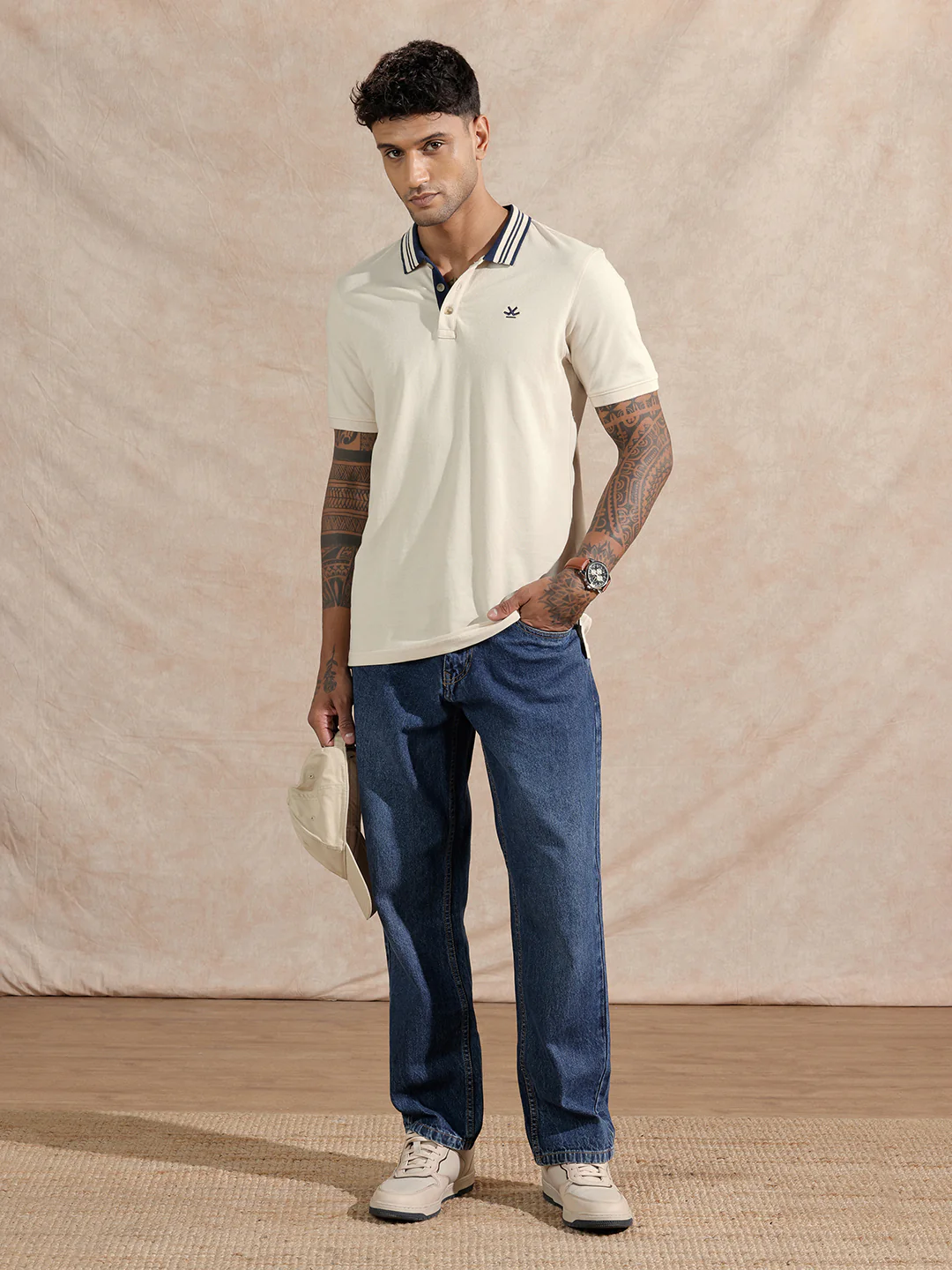 Solid Pique Polo T-Shirt | Beige - Image 2