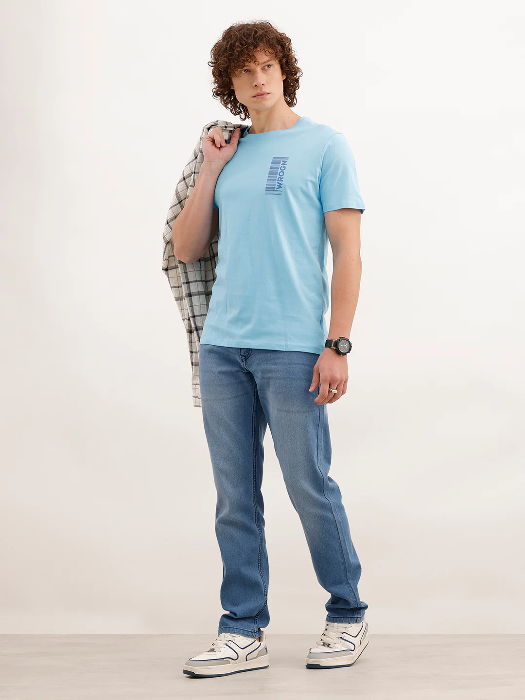 Solid Placement Printed T-Shirt | Light Blue - Image 2
