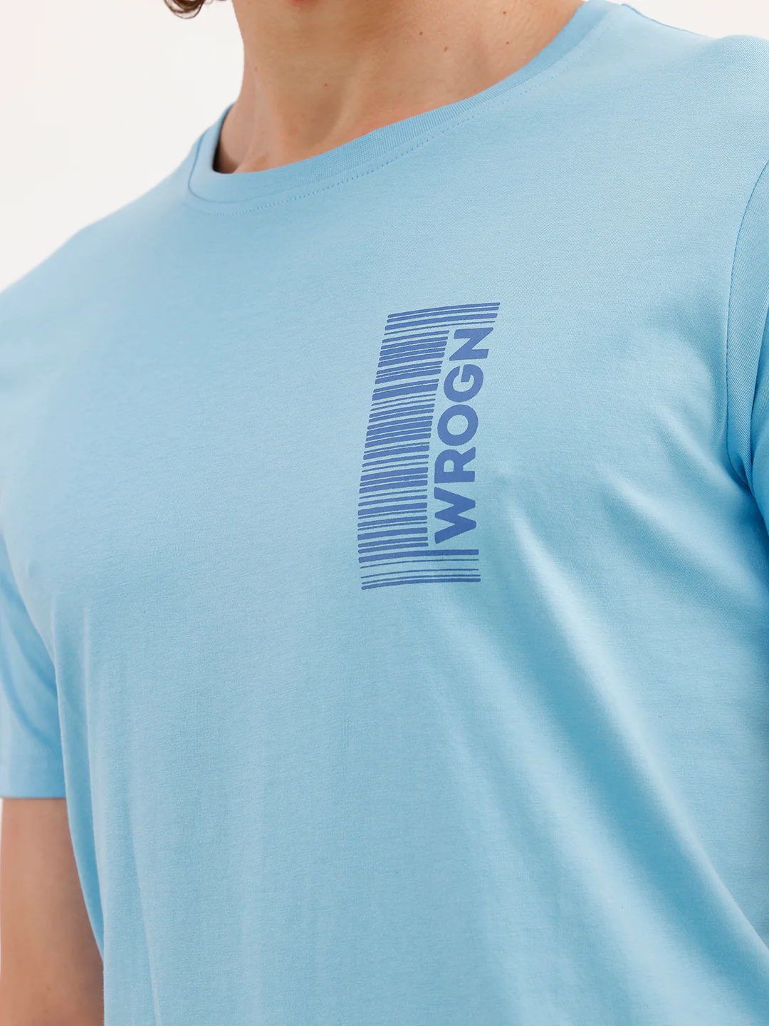 Solid Placement Printed T-Shirt | Light Blue - Image 5