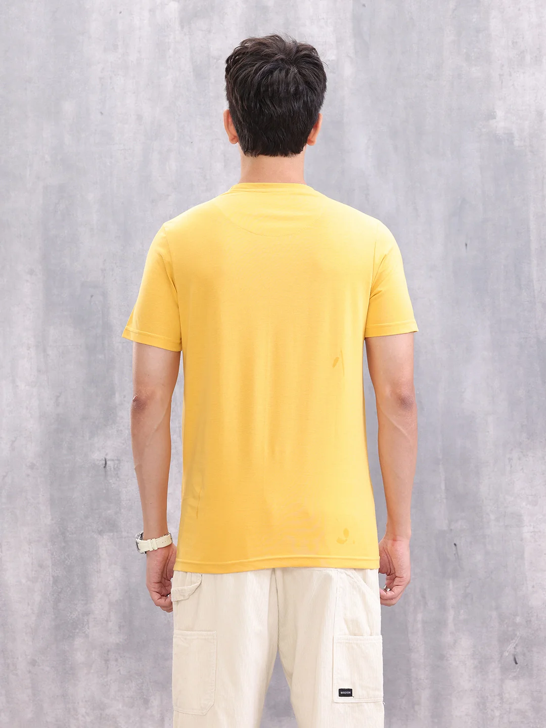 Solid Placement Printed T-Shirt | Yellow - Image 3