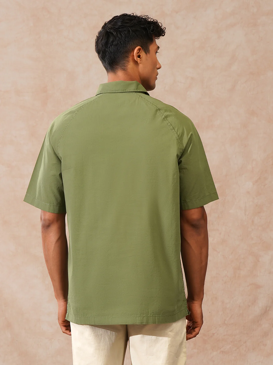 Solid Polo Collar Shirt | Olive - Image 3