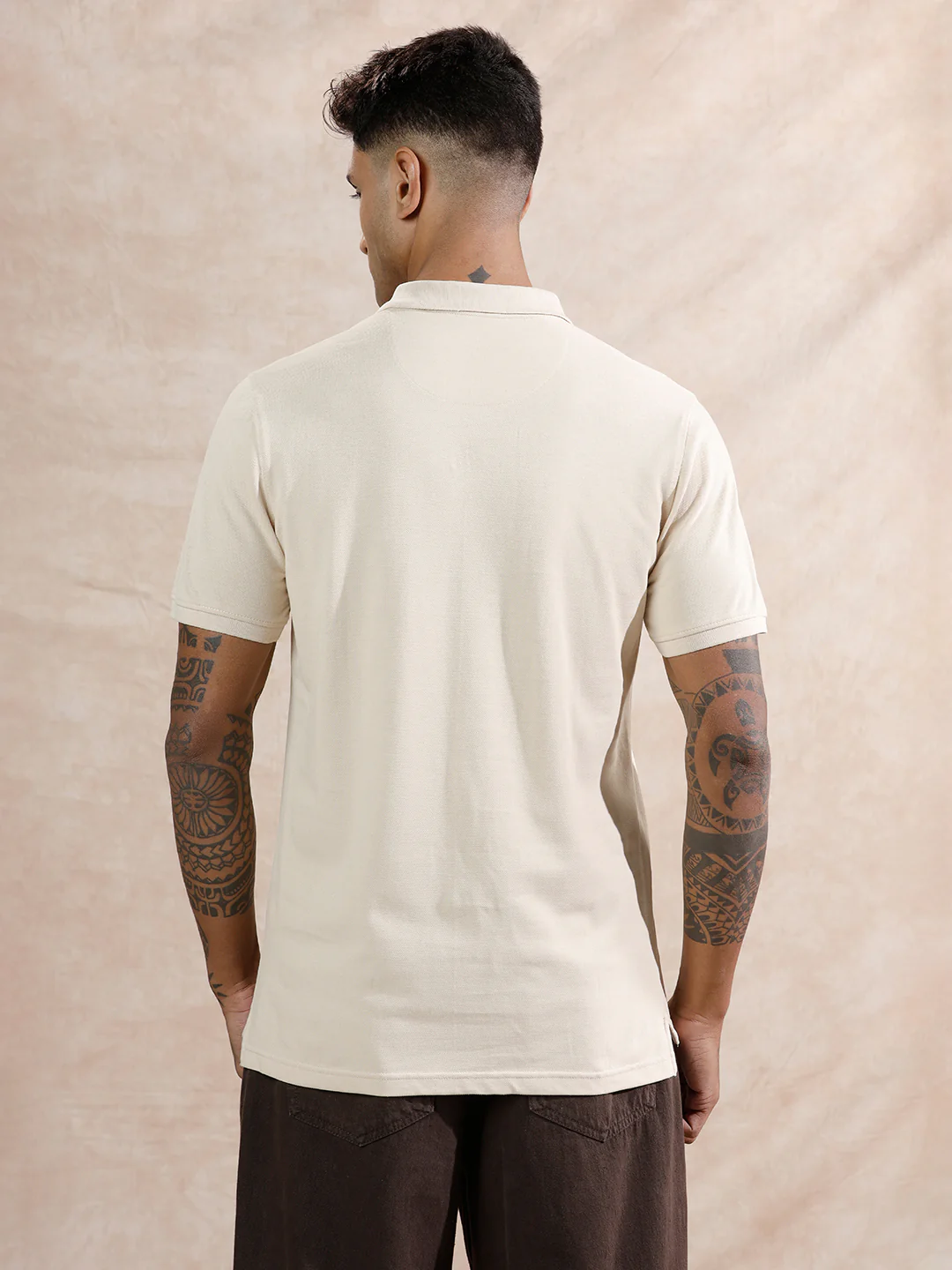 Solid Polo T-Shirt | Beige - Image 3