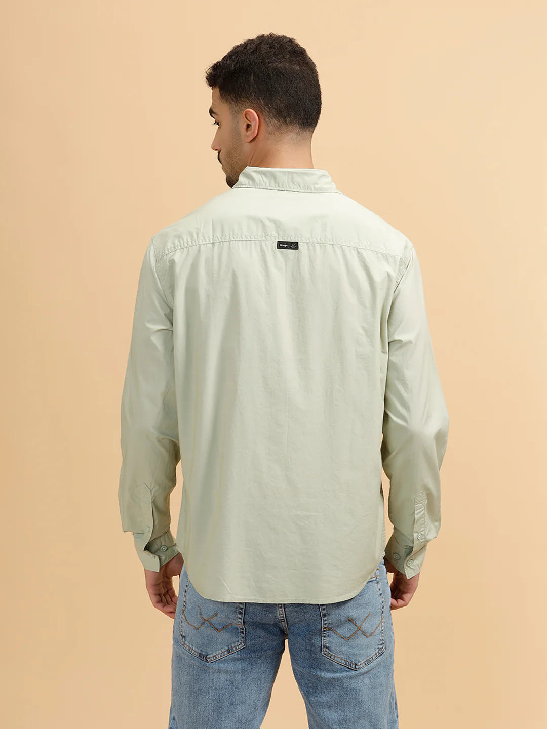 Solid Poplin Slim Fit Shirt | Light Green - Image 3
