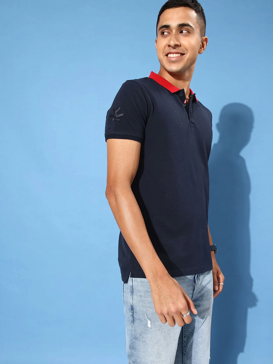 Solid Red Collar Polo T-Shirt - Image 3